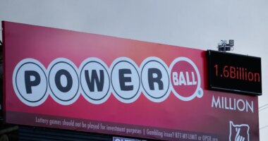 A billboard advertising the Powerball lottery is displayed, Monday, Dec. 22, 2025, in Portland, Ore. (AP Photo/Jenny Kane)