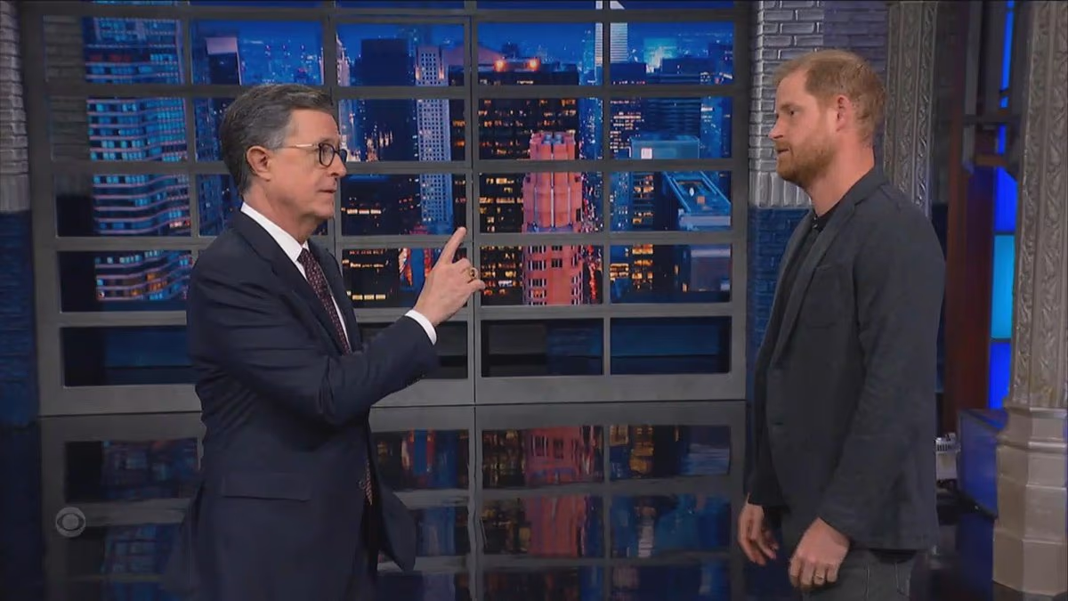 Prince Harry booed on Late Show with Colbert as he mocks 'King' Trump