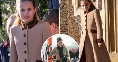 Princess Charlotte steps out in mini replica of mom Kate Middleton’s coat from her first royal engagement