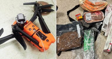 Prison officers intercept drone delivering steak, crab legs with seasoning to inmates in contraband drop