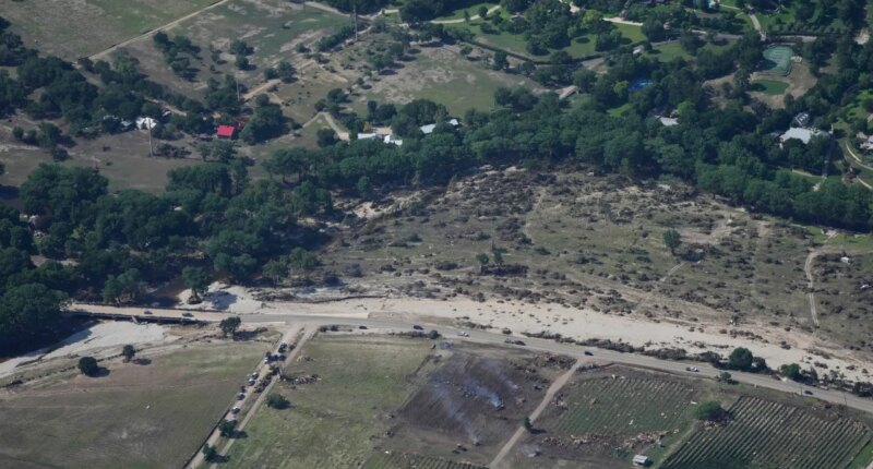 FILE - Damage is seen on July 8, 2025, near Hunt, Texas, after a flash flood swept through the area. (AP Photo/Ashley Landis, file)