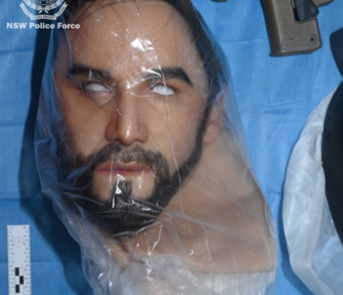 A lifelike silicone mask seized by police.