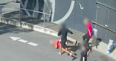 An Adelaide bottle shop was the scene of a violent robbery yesterday, resulting in injuries to both a 75-year-old customer and a 22-year-old staff member.