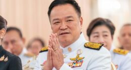 Thailand's Prime Minister Anutin Charnvirakul gestures as he attends an event at the government house in Bangkok, Thailand.