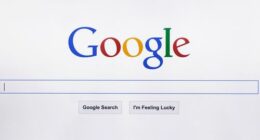 Google search page on laptop.