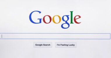 Google search page on laptop.