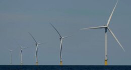 FILE - Wind turbines operate at Vineyard Wind 1 offshore wind farm off the coast of Massachusetts, July 19, 2025. (AP Photo/Carolyn Kaster, File)