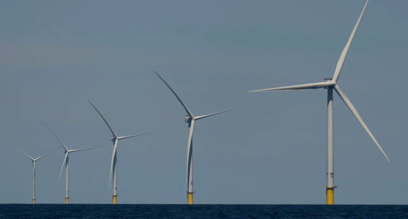 FILE - Wind turbines operate at Vineyard Wind 1 offshore wind farm off the coast of Massachusetts, July 19, 2025. (AP Photo/Carolyn Kaster, File)