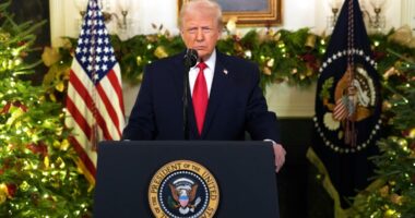 Trump in White House speech announces $1,776 bonus for US troops, as he says economy is strong