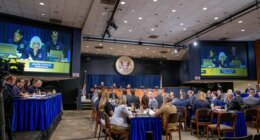 FILE - National Transportation Safety Board Chairwoman Jennifer Homendy speaks during the NTSB fact-finding hearing on the DCA midair collision accident, at the National Transportation and Safety Board boardroom, July 30, 2025, in Washington. (AP Photo/Rod Lamkey, Jr., File)