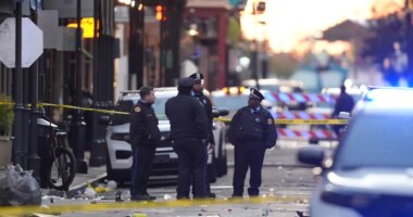 FILE - Emergency services attend to the scene on Bourbon Street after a vehicle drove into a crowd on New Orleans