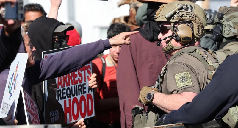Wild scene as protesters trap federal agents in taco shop parking lot, multiple arrests made