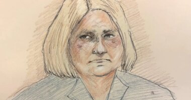 This courtroom sketch depicts Milwaukee County Circuit Judge Hannah Dugan in court, Tuesday, Dec. 16, 2025 in Milwaukee, Wis. (Adela Tesnow via AP)