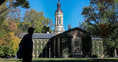 FILE - Nassau Hall at Princeton University is seen, Oct. 8, 2024, in Princeton, N.J. (AP Photo/Ted Shaffrey, File)