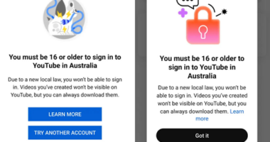 This message will appear for Aussie kids under 16 from December 10 due to Australia's social media ban.