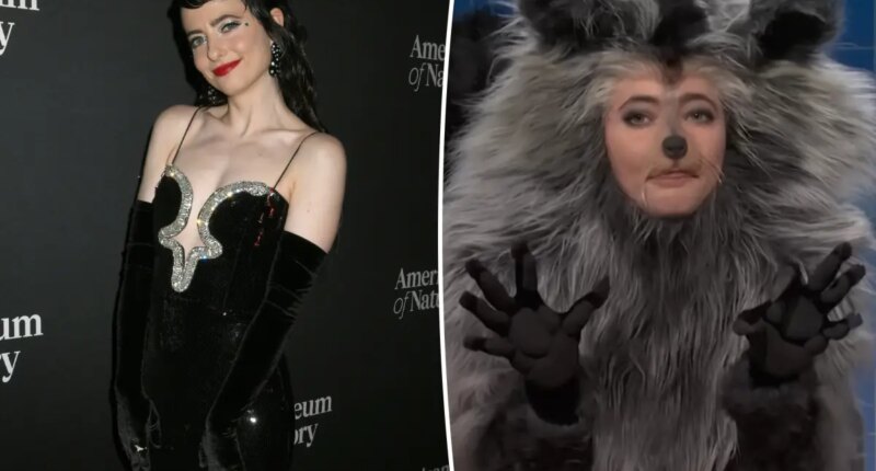 ‘SNL’ star Sarah Sherman dresses up as the viral drunk raccoon in chaotic ‘Weekend Update’