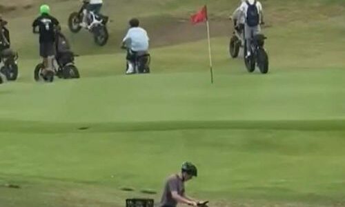 A gang of teenagers on e-bikes have been captured hooning down streets and even a golf club on Sydney's northern beaches, sparking fears it's only a matter of time before there's another fatality.