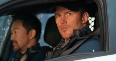 This image released by Amazon MGM Studios shows Kenneth Choi, left, and Chris Pratt in a scene from