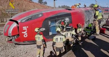 Site of a train collision in Adamuz, southern Spain