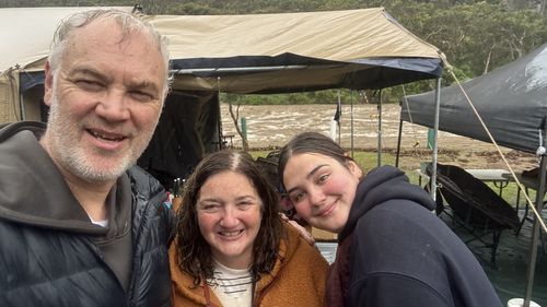 Charlotte Armstrong and her family were forced to flee the Cumberland River Holiday Park as the river broke its banks following heavy rainfall yesterday.