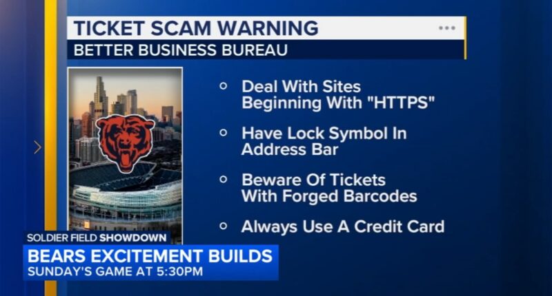 BBB warns Chicago Bears fans to beware of ticket scams ahead of NFL playoff game against LA Rams