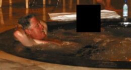 Bill Clinton in a hot tub in a photo from the Epstein files.