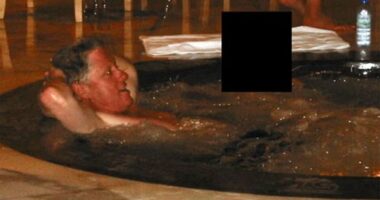 Bill Clinton in a hot tub in a photo from the Epstein files.