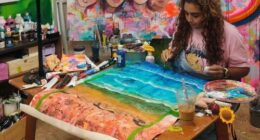 Bobbi Lockyer painting Australia Post story