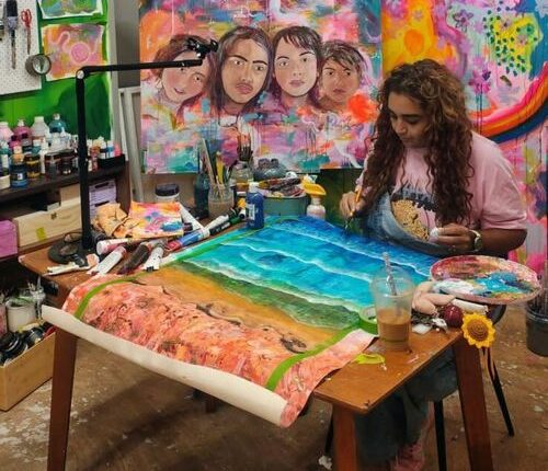 Bobbi Lockyer painting Australia Post story