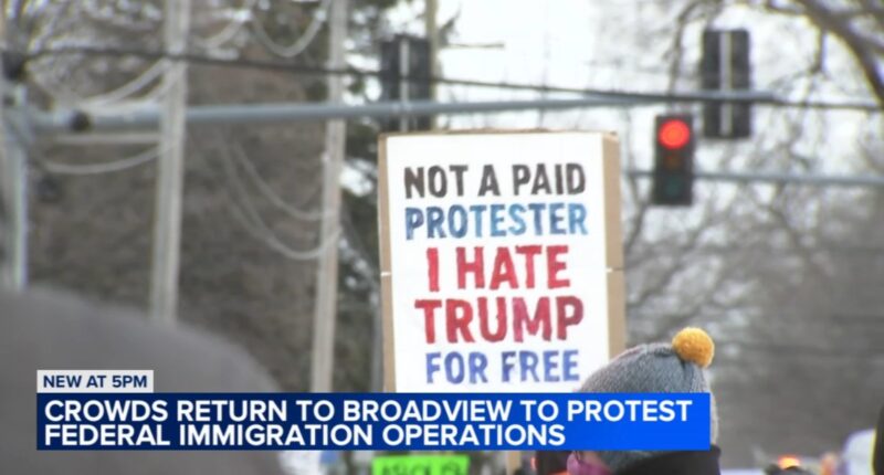 Broadview ICE protest today draws large crowd after Renee Good shooting in Minneapolis, Minnesota