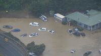 Cars underwater in Wye River flooding