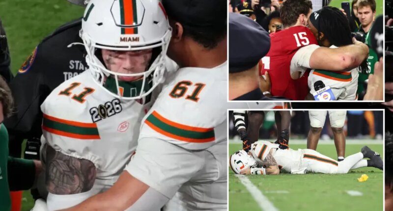 Carson Beck in handshake drama after devastating interception sealed Miami's national championship hopes