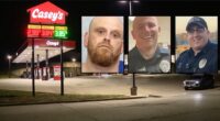 Casey's employees sprang into action after gunman came in looking 'ready for battle' and shot 2 cops