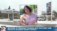 'Caught in the crossfire': Pregnant 19-year-old grabbing soda from gas station shot dead just days before due date after a teen walks in and starts blasting at rival, cops say