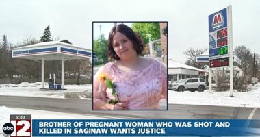 'Caught in the crossfire': Pregnant 19-year-old grabbing soda from gas station shot dead just days before due date after a teen walks in and starts blasting at rival, cops say