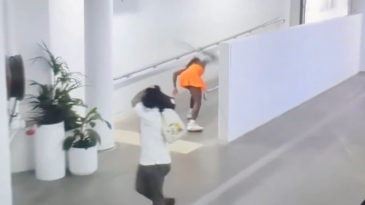 Coco Gauff smashes her rackuet after shock Elina Svitolina defeat