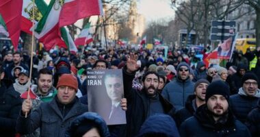 Protesters participate in a demonstration in Berlin, in support of Iran protests
