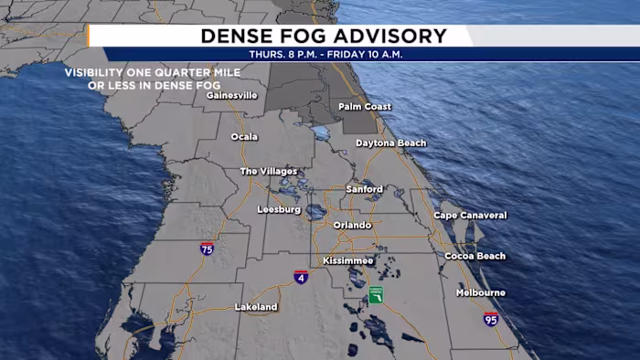 Dense fog advisory and a warm stretch before a chilly turn next week