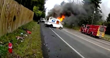 Deputy saves mail driver from burning truck in Washington: bodycam