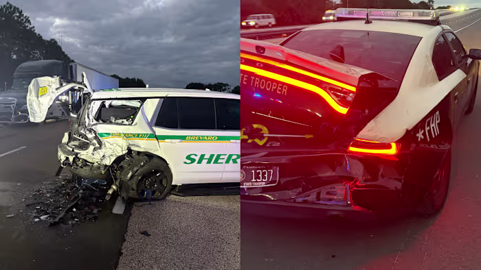 FHP, Brevard deputy’s patrol vehicles struck by driver on I-95