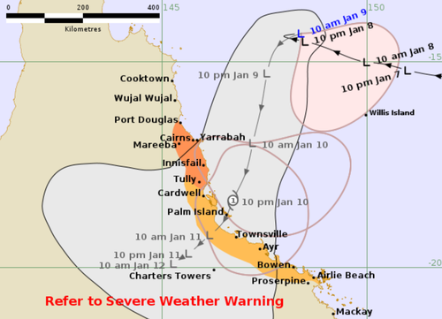 Forecasters say 50-60 per cent chance cyclone will cross Queensland coast