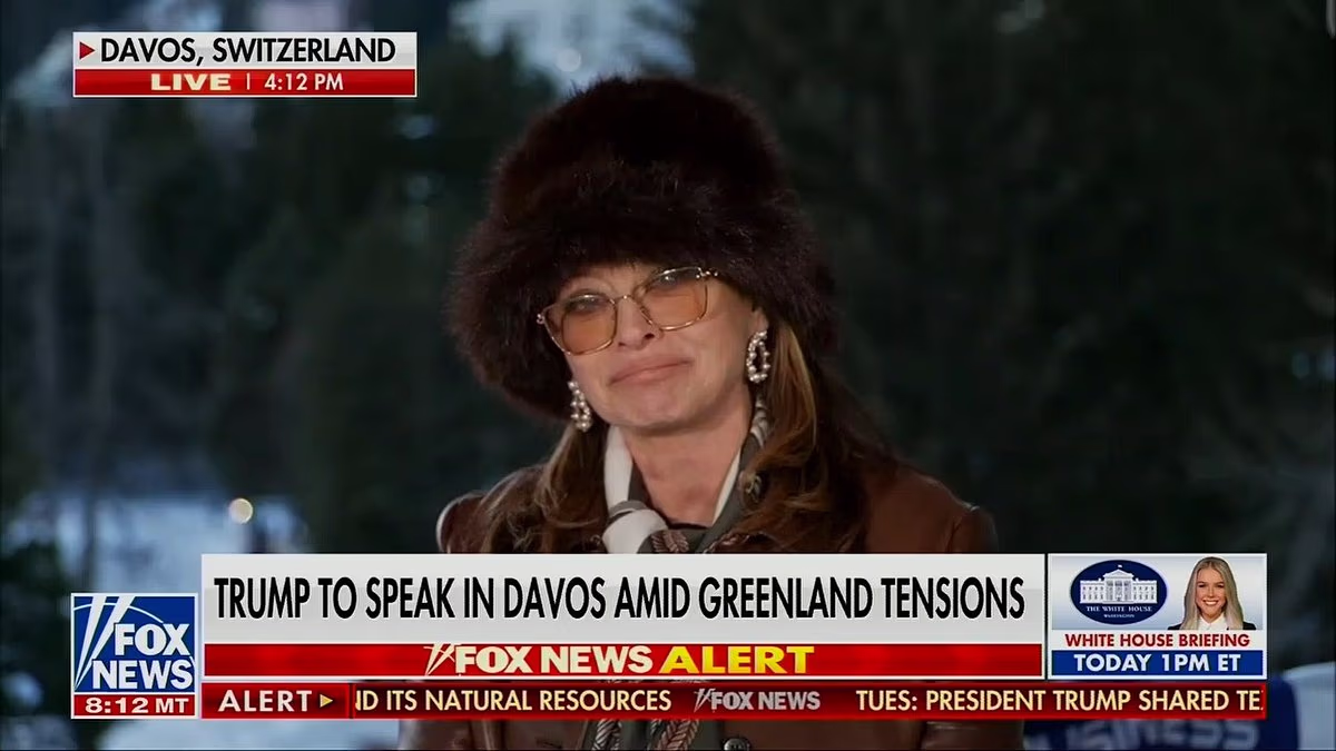 Fox News $70m star Maria Bartiromo wears eye-catching outfit as she prepares to hob nob with Davos billionaires