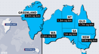 Greenland is smaller than WA but bigger than Queensland.
