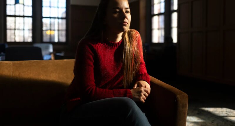 University of Michigan junior Allison Voto poses of a photo inside the Michigan Union on the University of Michigan campus in Ann Arbor, Mich., Jan. 17, 2026. (AP Photo/Emily Elconin)