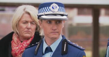 Inspector Amy Scott receives the Commissioners Valour Award during a ceremony at the NSW Police Academy in Goulburn