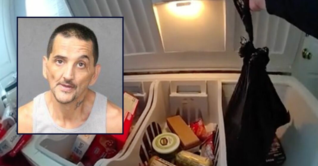 'I left her in there': Man admits chopping up mother and storing her in a chest freezer with food while living with her remains for weeks, bodycam footage shows