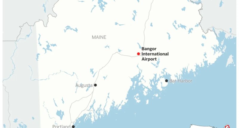 A map showing Bangor International Airport, where a private jet crashed on Sunday. (AP Digital Embed)