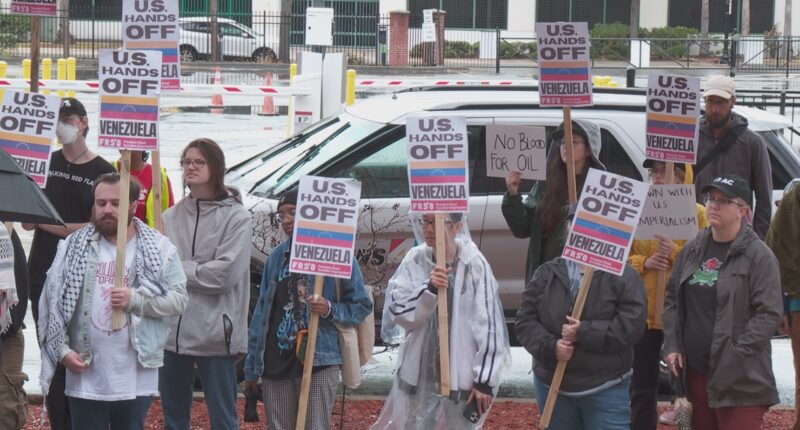 Jacksonville activist groups rally to condemn strike on Venezuela