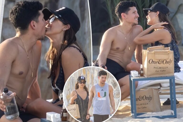 Jessica Alba and Danny Ramirez kiss during Mexico beach vacation