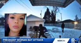 'Kill the baby': Pregnant mother of 2 heading out to warm up car is beaten with metal baseball bat by man and woman stalking her over relationship beef, mom says